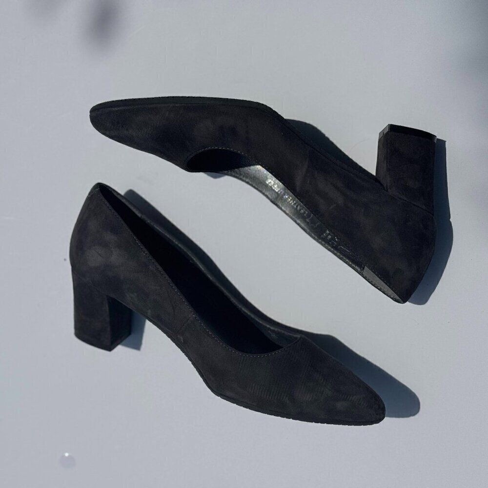 Eric Michael Shoes Heels Size 7.5 Black Gray women's suede pointy toe shoe 38 EU - Picture 7 of 12